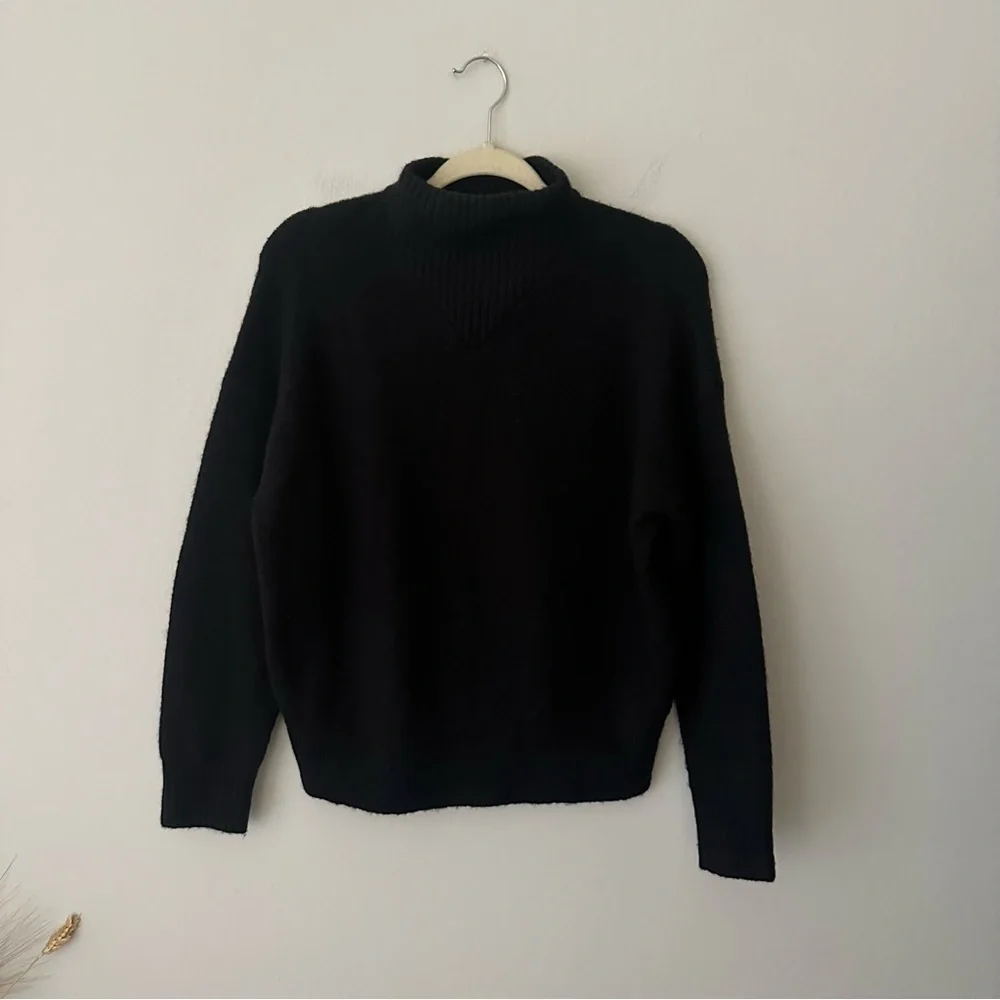 Madewell Dillon Mockneck Pullover Sweater Wool Black size Small